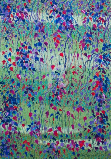 Malerei mit dem Titel "Rideau d'automne 2" von Olena Polovna, Original-Kunstwerk, Pastell