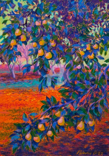 Peinture intitulée "Jardin d'Automne" par Olena Polovna, Œuvre d'art originale, Pastel