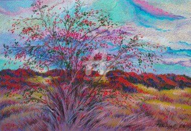 Peinture intitulée "Églantier d'automne" par Olena Polovna, Œuvre d'art originale, Pastel
