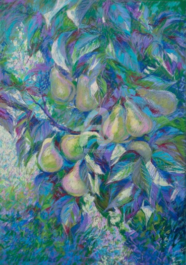 Schilderij getiteld "Poires d'été" door Olena Polovna, Origineel Kunstwerk, Pastel