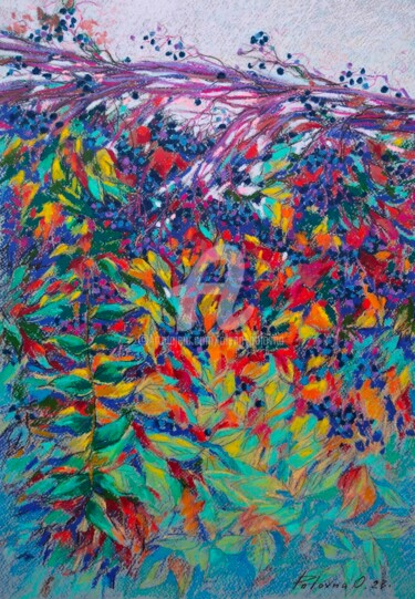 Peinture intitulée "baies sauvages" par Olena Polovna, Œuvre d'art originale, Pastel