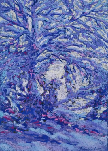 Painting titled "hiver enneigé" by Olena Polovna, Original Artwork, Pastel