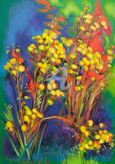 Painting titled "buisson coloré" by Olena Polovna, Original Artwork, Pastel