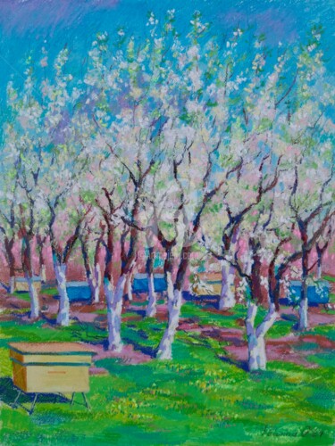 Картина под названием "Le jardin fleurit" - Olena Polovna, Подлинное произведение искусства, Пастель
