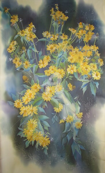 Malerei mit dem Titel "fleurs jaunes" von Olena Polovna, Original-Kunstwerk, Acryl