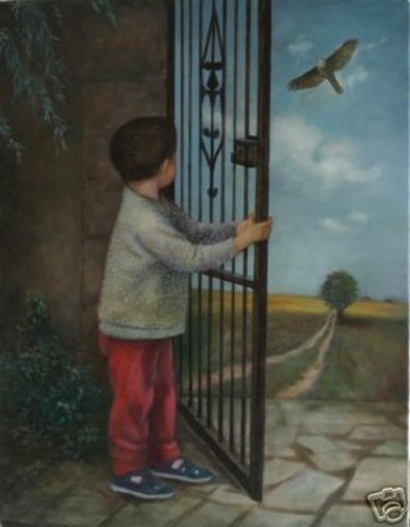 Peinture intitulée "L'enfant" par Olena Rabitcheva, Œuvre d'art originale, Huile