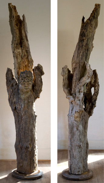 Skulptur mit dem Titel "Le petit peuple" von Olena Rabitcheva, Original-Kunstwerk, Holz
