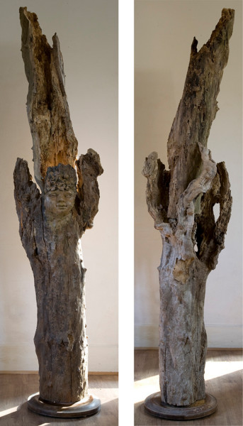 Sculptuur getiteld "Le petit peuple" door Olena Rabitcheva, Origineel Kunstwerk, Hout