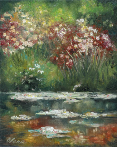 Peinture intitulée "Les fleurs et l'eau" par Olena Rabitcheva, Œuvre d'art originale