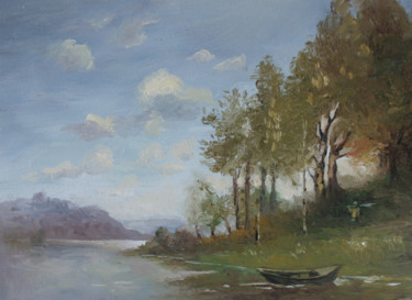 Peinture intitulée "La barque" par Olena Rabitcheva, Œuvre d'art originale