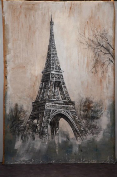 Schilderij getiteld "Tour Eiffel" door Olena Rabitcheva, Origineel Kunstwerk, Olie