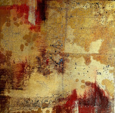 Malerei mit dem Titel "Gold  abstract pain…" von Olena Topliss, Original-Kunstwerk, Öl