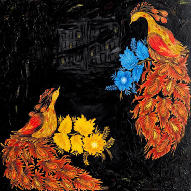 Pittura intitolato ""Separated by darkn…" da Olena Trukhanova, Opera d'arte originale, Acrilico Montato su Pannello di legno