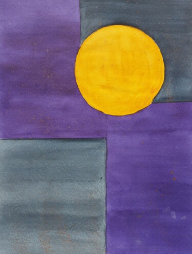 Painting titled "Night sun" by Olena Yemelianova, Original Artwork, Watercolor