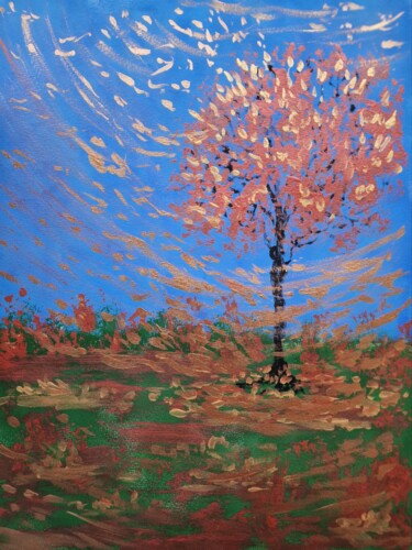 Painting titled "Autumn wind" by Olena Yemelianova, Original Artwork, Acrylic