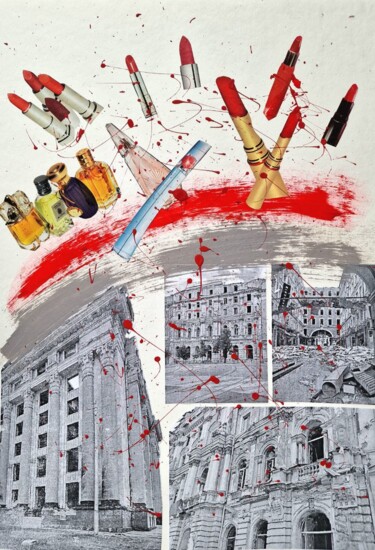 Collages intitolato "Beauty saves" da Olena Yemelianova, Opera d'arte originale, Collages