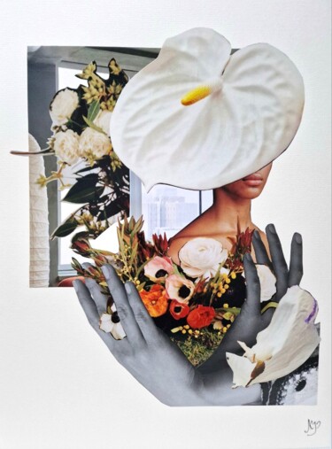Collagen mit dem Titel "Give yourself flowe…" von Olena Yemelianova, Original-Kunstwerk, Collagen