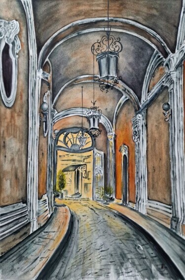 Painting titled "The way to the light" by Olena Yemelianova, Original Artwork, Watercolor
