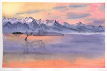 Картина под названием "Lake Wanaka" - Olena Zhylenko, Подлинное произведение искусства, Акварель