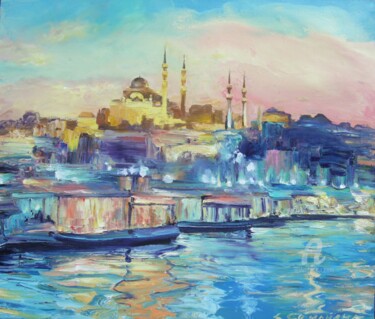 Peinture intitulée "EVENING ISTANBUL -…" par Olena Samoilyk, Œuvre d'art originale, Huile