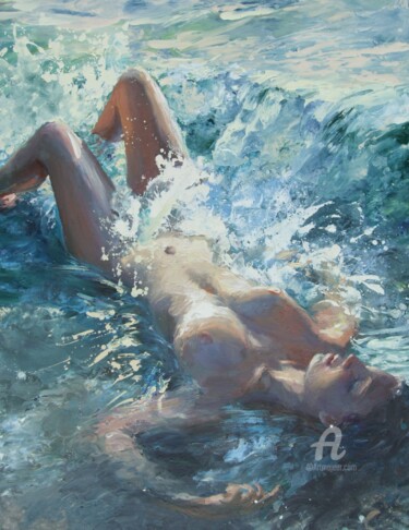 Painting titled "OCEAN OF LIGHT - Or…" by Olena Samoilyk, Original Artwork, Oil