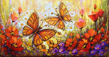 Картина под названием "Butterflies" - Olena Bahriy, Подлинное произведение искусства, Акрил Установлен на Деревянная рама дл…