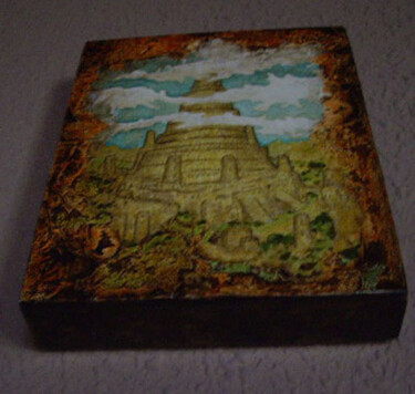 Painting titled "Torre hacia el Cielo" by Oleos Heiko, Original Artwork, Oil