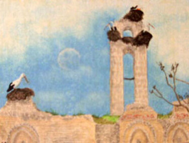 Pintura titulada "Nidos de cigueña" por Oleos Heiko, Obra de arte original, Oleo