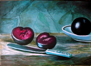 Painting titled "Сливы" by Svetlana Kiiashova, Original Artwork, Acrylic