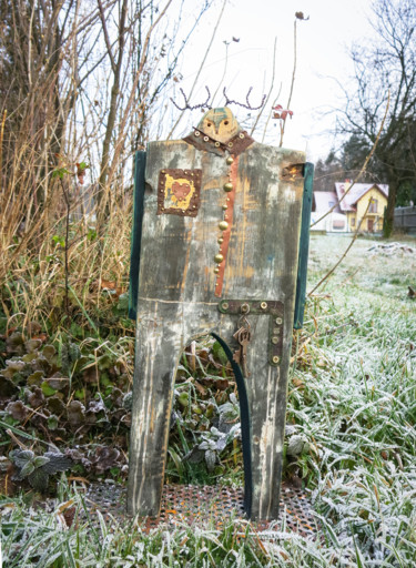 Sculpture intitulée "FOREST MAN-10" par Olesia Krivolapova, Œuvre d'art originale, Bois