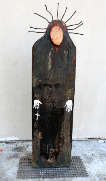 Sculpture titled "saint withought face" by Olesia Krivolapova, Original Artwork, Wood