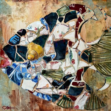 Painting titled "Рыбомба" by Olesa Novikova, Original Artwork, Oil