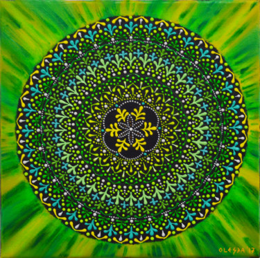 Painting titled "Healing Mandala" by Olesea Arts, Original Artwork, Acrylic