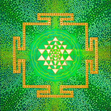 Malerei mit dem Titel "Sri Yantra Mandala…" von Olesea Arts, Original-Kunstwerk, Acryl