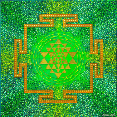 绘画 标题为“Sri Yantra Mantra D…” 由Olesea Arts, 原创艺术品, 丙烯