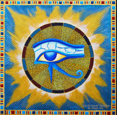 Malerei mit dem Titel "Eye of Horus Dot Pa…" von Olesea Arts, Original-Kunstwerk, Acryl