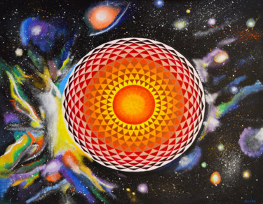Painting titled "Toroid Cosmic Manda…" by Olesea Arts, Original Artwork, Acrylic