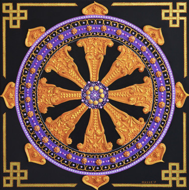 "The Wheel of Life" - Buddhism Dharma Wheel Painting titled ""The Wheel of Life"…" by Olesea Arts, Original Art, Acrylic
