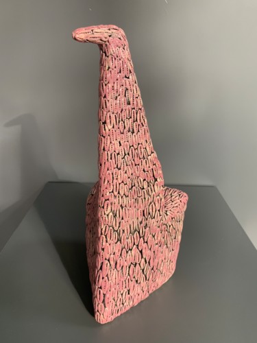 Sculpture titled "Pink bird, from the…" by Olesia Dvorak-Galik, Original Artwork, Clay