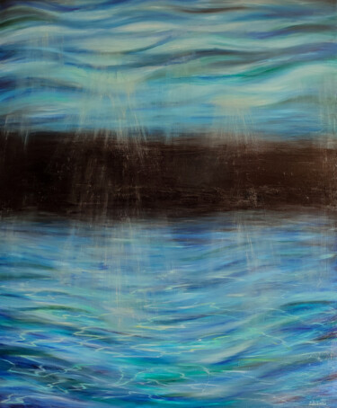 Painting titled "Depth" by Olesia Lebedenko, Original Artwork, Oil Mounted on Wood Stretcher frame