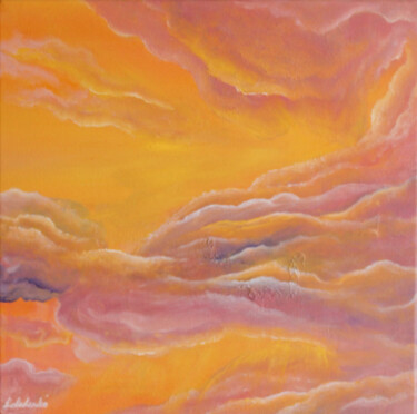 Painting titled "Through the Clouds…" by Olesia Lebedenko, Original Artwork, Oil Mounted on Wood Stretcher frame