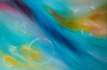 Pittura intitolato "Azure space, univer…" da Olesia Lebedenko, Opera d'arte originale, Olio Montato su Telaio per barella in…