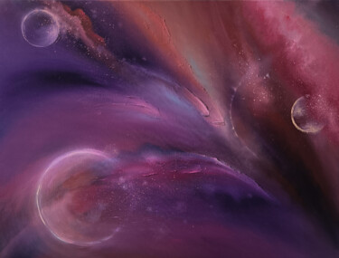 Malarstwo zatytułowany „Jam universe, stars…” autorstwa Olesia Lebedenko, Oryginalna praca, Olej Zamontowany na Drewniana ra…