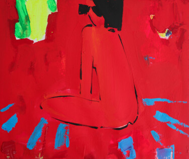 Painting titled "red nude" by Olesia Lishaeva, Original Artwork, Acrylic