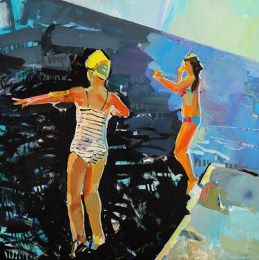 Schilderij getiteld "Dive" door Olesia Lishaeva, Origineel Kunstwerk, Acryl