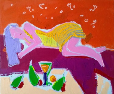 Malerei mit dem Titel "sleeping beauty" von Olesia Lishaeva, Original-Kunstwerk, Acryl