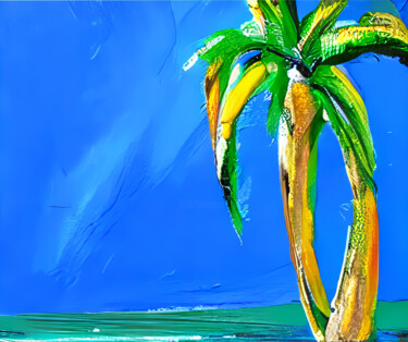 Картина под названием "Две пальмы" - Olesia Lishaeva, Подлинное произведение искусства, Акрил