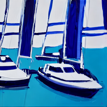 Картина под названием "Яхты в Монако" - Olesia Lishaeva, Подлинное произведение искусства, Акрил