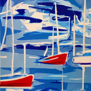 Malarstwo zatytułowany „Yachts near Antarct…” autorstwa Olesia Lishaeva, Oryginalna praca, Emalia
