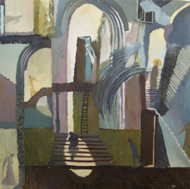 Pittura intitolato "Stairway to Heaven" da Olesia Sapozhkova, Opera d'arte originale, Olio